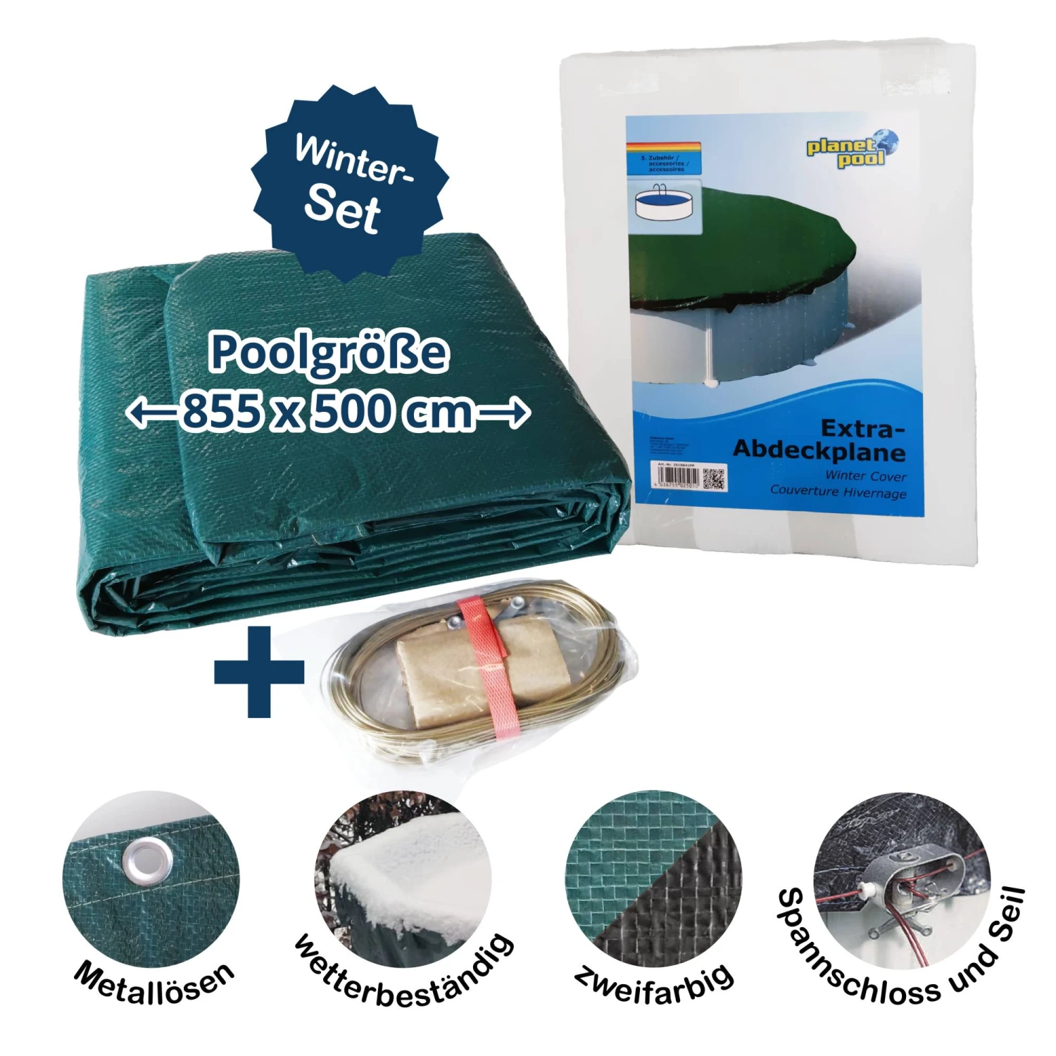 Waterman Abdeckplane Für 855x500cm Acht-/Oval Pools Und Schwimmbecken - 160 G/m² Stark Extra Winterschutz Und Ganzjahresabdeckung 1 Waterman Abdeckplane Für 855x500cm Acht-/Oval Pools Und Schwimmbecken - 160 G/m² Stark Extra Winterschutz Und Ganzjahresabdeckung