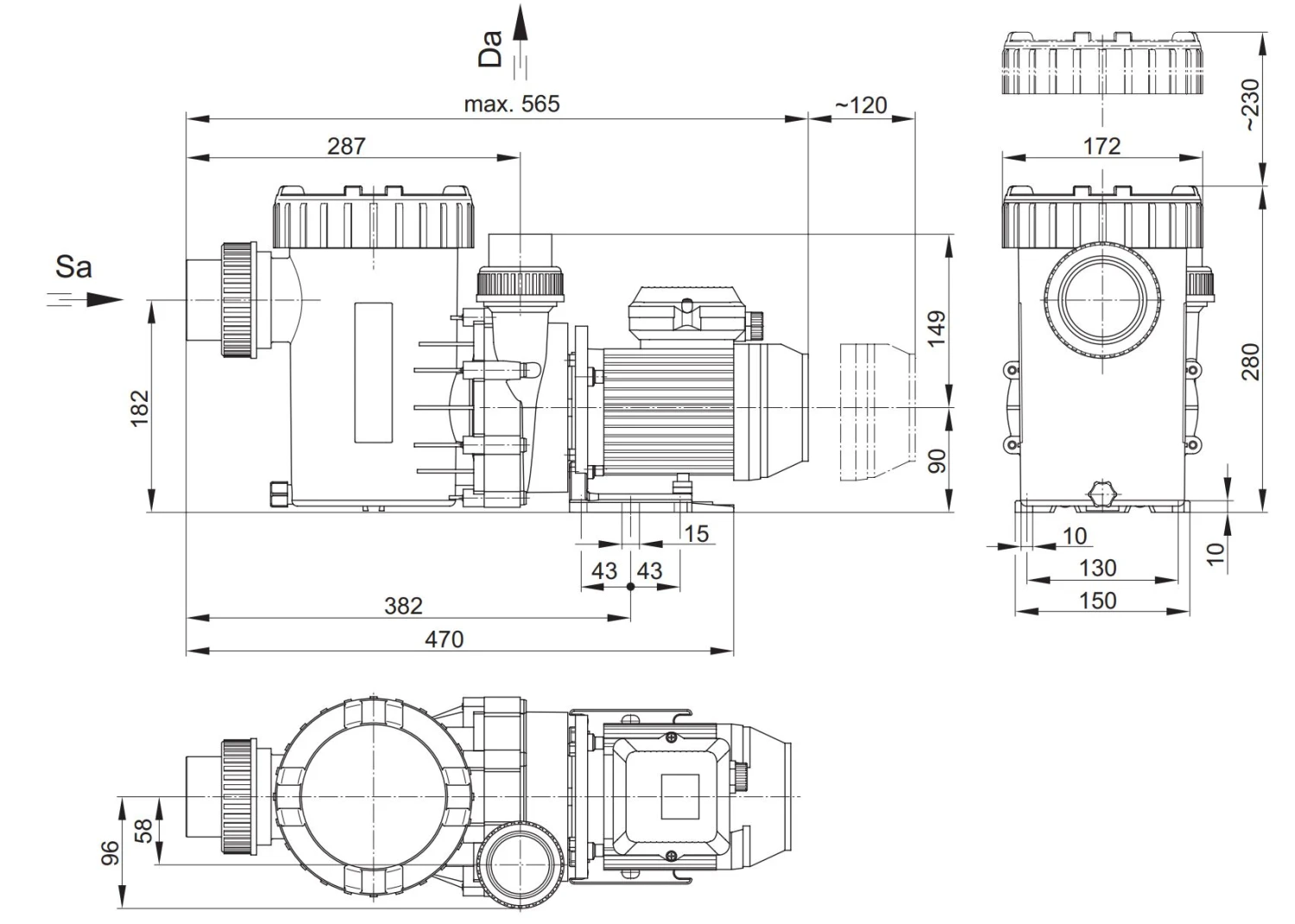 Aqua Technix Filterpumpe AQUA MAXI 10, 10m³/h, 230 V 2 Aqua Technix Filterpumpe AQUA MAXI 10, 10m³/h, 230 V – Bild 2