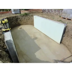 Stahlwandpool Oval Exklusiv 600x320x150 Cm, Stahl 0,8 Mm Weiß, Folie 0,6 Mm Blau, Einhängebiese -Pool Welt Verkaufe Bodenplatte mit stuetzmauern verkleidet ovaler Stahlwandpool 3