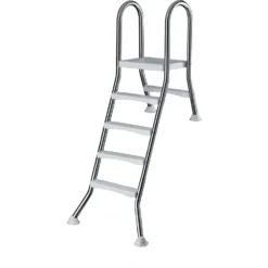 Waterman Stahlwandpool Set (7-teilig) Halbhoch Rund Borneo 500 X 120 Cm, Stahl 0,6 Mm Weiß Folie 0,6 Mm Blau -Pool Welt Verkaufe Halhochbeckenleiter 4 1 Stufig Edelstahl fuer Pool 3