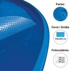 Solarplane, Solarfolie Für Pool Eckig 700x400 Cm, 300 µm