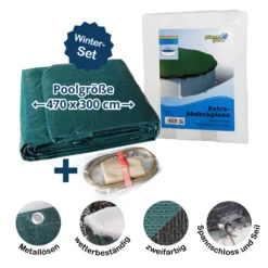 Waterman Abdeckplane Für 470x300cm Acht-/Oval Pools Und Schwimmbecken - 160 G/m² Stark Extra Winterschutz Und Ganzjahresabdeckung