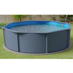 Stahlwandpool Rund Classic 450x120 Cm, Stahl 0,4 Mm Anthrazit, Folie 0,3 Mm Blau, Overlap -Pool Welt Verkaufe Planet Pool Stahlwandpool Classic anthrazit blau MS 04 1