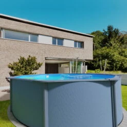 Stahlwandpool Rund Classic 350x120 Cm, Stahl 0,4 Mm Anthrazit, Folie 0,3 Mm Blau, Overlap -Pool Welt Verkaufe Planet Pool Stahlwandpool Classic anthrazit blau MS 05