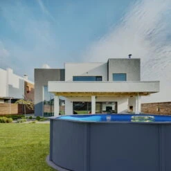 Stahlwandpool Rund Classic 450x120 Cm, Stahl 0,4 Mm Anthrazit, Folie 0,3 Mm Blau, Overlap -Pool Welt Verkaufe Planet Pool Stahlwandpool Classic anthrazit blau MS 07 1