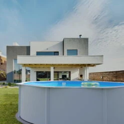 Stahlwandpool Rund Classic (breiter Handlauf) 450x120cm, Stahl 0,4mm Weiß, Folie 0,3mm Blau, Overlap -Pool Welt Verkaufe Planet Pool Stahlwandpool Classic weiss blau MS 06 7