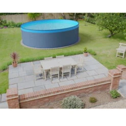 Waterman Stahlwandpool Rund 550x120 Cm, Stahl 0,4 Mm Anthrazit, Folie 0,3 Mm Blau, Overlap -Pool Welt Verkaufe Planet Pool Stahlwandpool anthrazit blau overlap OS 03