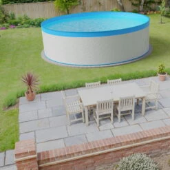 Stahlwandpool Rund 450x120 Cm, Stahl 0,4 Mm Weiß, Folie 0,3 Mm Blau, Overlap -Pool Welt Verkaufe Planet Pool Stahlwandpool weiss blau overlap OS 02 7