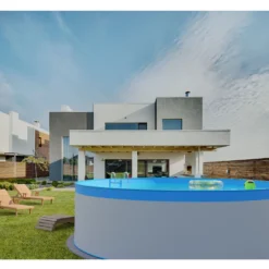 Waterman Stahlwandpool Rund 350x90 Cm, Stahl 0,3 Mm Weiß, Folie 0,2 Mm Blau, Overlap -Pool Welt Verkaufe Planet Pool Stahlwandpool weiss blau overlap OS 05 4