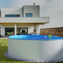 Stahlwandpool Achtform 470x300x120 Cm, Stahl 0,4 Mm Weiß, Folie 0,4 Mm Blau, Einhängebiese -Pool Welt Verkaufe S81009MSVS S81010MSVS S8140MSVS Stahlwandbecken Achtform Weiss Blau 03 4