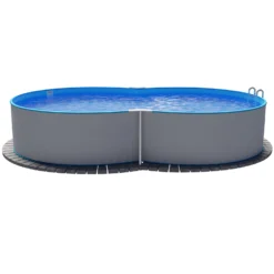 Stahlwandpool Achtform 470x300x120 Cm, Stahl 0,4 Mm Weiß, Folie 0,4 Mm Blau, Einhängebiese -Pool Welt Verkaufe S81009MSVS S81010MSVS S8140MSVS Stahlwandbecken Achtform Weiss Blau 08 4