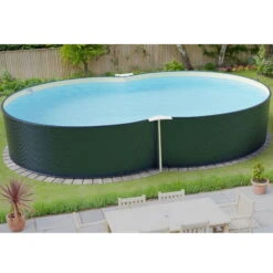 Stahlwandpool Set (6-teilig) Achtform 470x300x120cm, Stahl 0,4mm Anthrazit, Folie 0,4mm Sand, Einh. -Pool Welt Verkaufe S81081MSVS S81083MSVS Stahlwandbecken Achtform Athrazit Sand 06 n 1