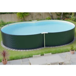Stahlwandpool Achtform 650x420x120 Cm, Stahl 0,4 Mm Anthrazit, Folie 0,4 Mm Sand, Einhängebiese -Pool Welt Verkaufe S81081MSVS S81083MSVS Stahlwandbecken Achtform Athrazit Sand 06 n 4