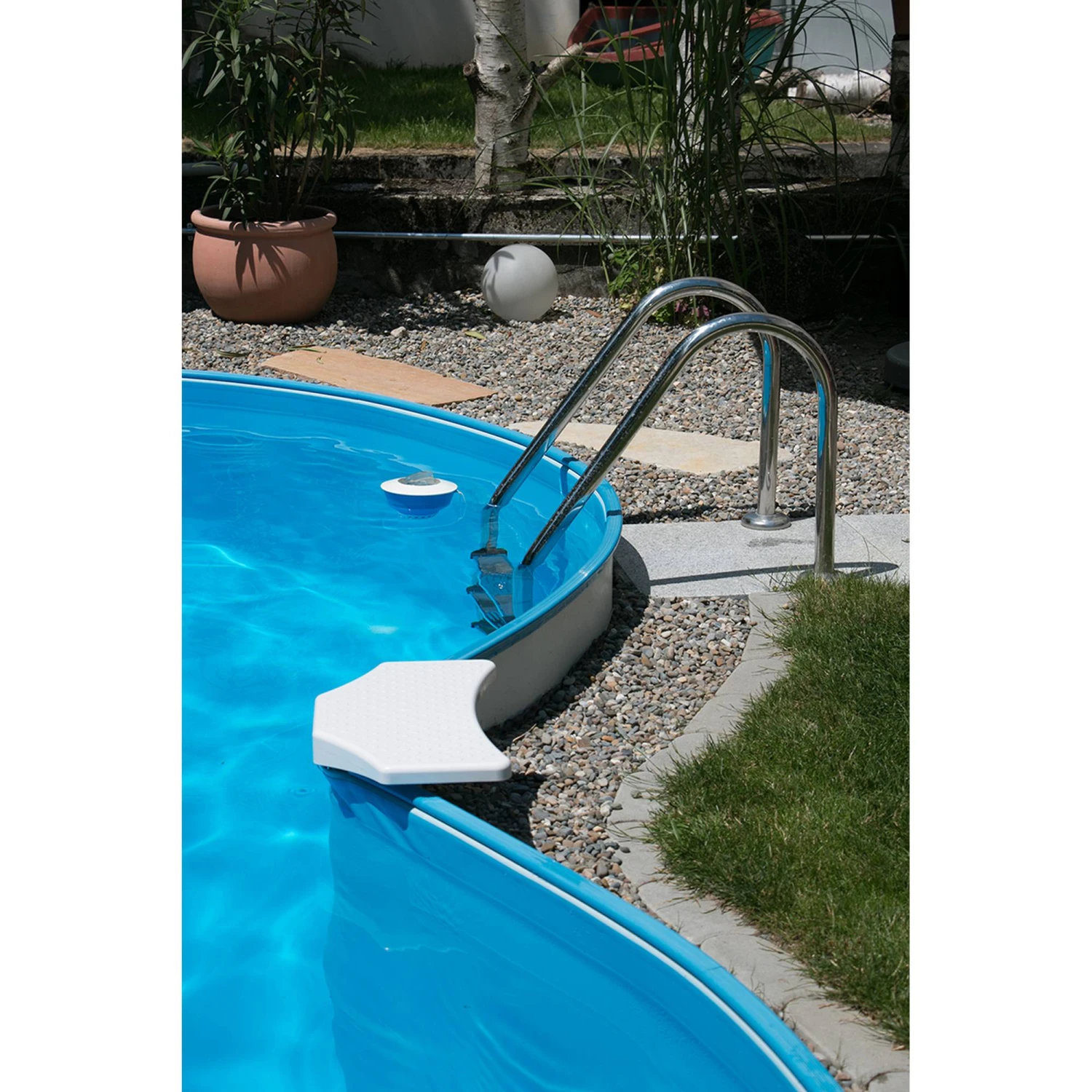 SUMMER FUN Poolleiter Edelstahl Für Tiefbecken Mit 120 Cm Höhe - Weite Stufen 4 SUMMER FUN Poolleiter Edelstahl Für Tiefbecken Mit 120 Cm Höhe - Weite Stufen – Bild 4