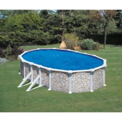 Pool Welt Verkaufe 29 SUMMER FUN Stahlwandpool Oval Classic 730x375x120cm, Stahl 0,45mm Steinoptik, Folie 0,3mm Blau