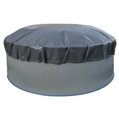 Waterman Luftkissen Poolabdeckung Aufblasbare Abdeckplane Rund Ø 4 M Grau/innen Beige Mit Ösen Und Kordelzug